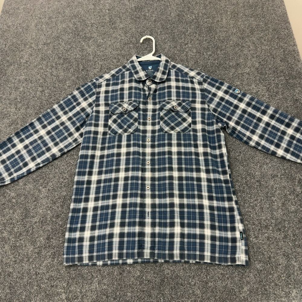 Kuhl Shirt Mens S Blue Cotton Plaid Long Sleeve Button Down Gorpcore Hiking